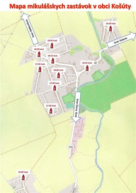Mapa Galanty s vyznačenou Hlavnou ulicou