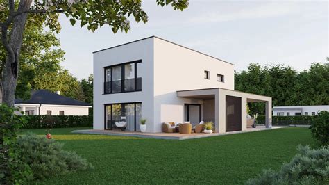 moderný dvojpodlažný dom s plochou strechou