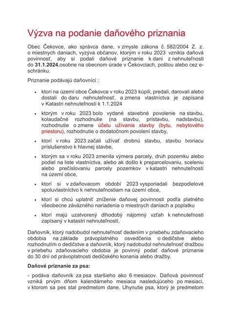 Infografika znázorňujúca proces podania daňového priznania k dani z nehnuteľností