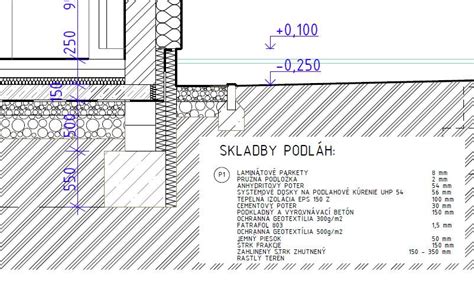 Detailný pohľad na základovú dosku s izoláciou
