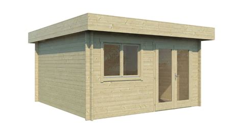 Moderný záhradný domček s plochou strechou a antracitovými detailmi