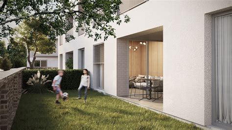 Vizualizácia projektu BRICK PARK Vrakuňa s prvkami zelene.