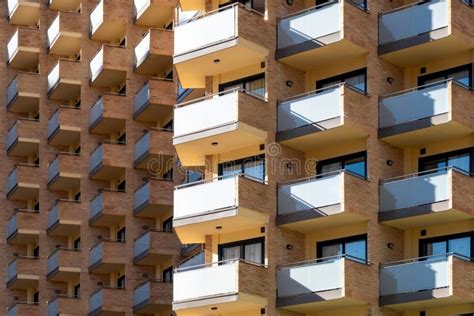 Modern apartment building facade with balconies