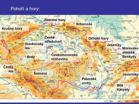 Mapa pohoria Javorníky s vyznačenou polohou Hornej Marikovej