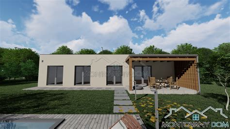 Moderný bungalov s rovnou strechou a terasou