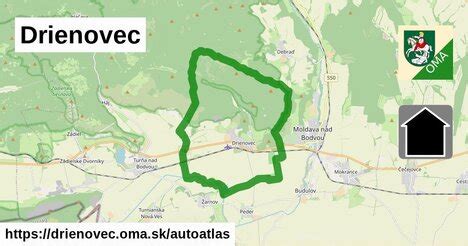 Mapa obce Drienovec s vyznačenou blízkosťou Košíc