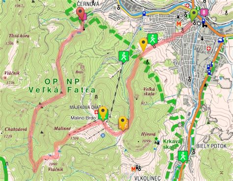 Mapa centra Ružomberka