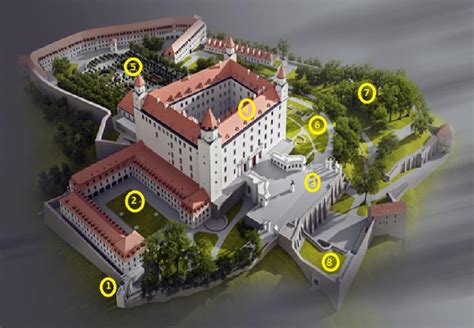 Severná terasa Bratislavského hradu s obnovenými budovami