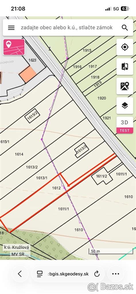 Mapa znázorňujúca spor o pozemok a stavbu