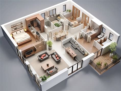 Ilustrácia 3D pôdorysu bytu vytvoreného v programe Floorplanner