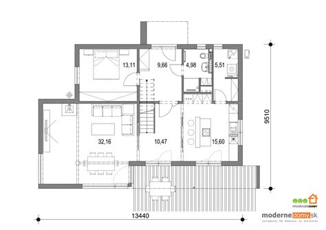 Pôdorys moderného 2-izbového montovaného domu