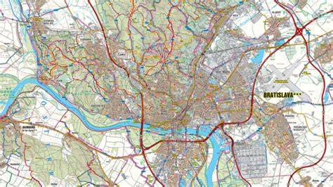 Mapa Bratislavy s vyznačenou lokalitou Kramáre a jej okolím