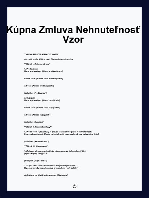 Príklad kúpnej zmluvy na nehnuteľnosť