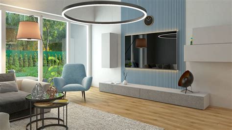 3D vizualizácia obývacej izby s moderným nábytkom
