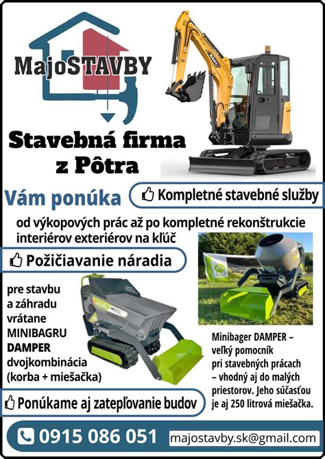 Minibager pri práci na stavbe