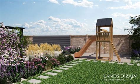 Vizualizácia vnútorného dvora s detským ihriskom