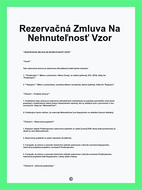 Rezervačná zmluva