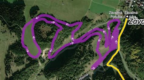 Mapa obce Závažná Poruba s vyznačenými lokalitami vhodnými na výstavbu