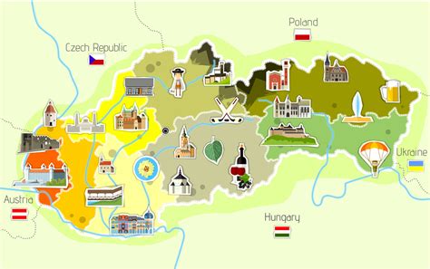 Mapa Spišského regiónu s vyznačenými atrakciami