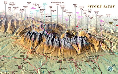 Mapa okolia Svitu s vyznačenými Tatrami a Nízkymi Tatrami