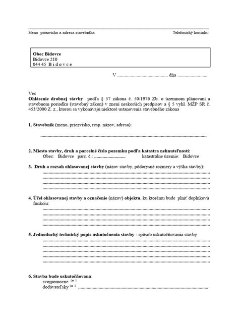 Schéma procesu ohlásenia drobnej stavby