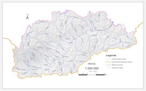 Mapa povodia rieky Hornád s vyznačením Vyšného Opátskeho
