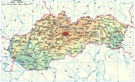 Mapa Slovenska s vyznačenou oblasťou Tatier
