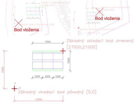 Ilustrácia zmeny základného vkladacieho bodu pomocou príkazu BASE