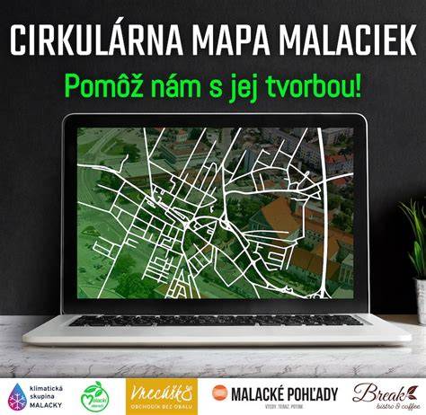 Mapa Malaciek s vyznačenými lokalitami