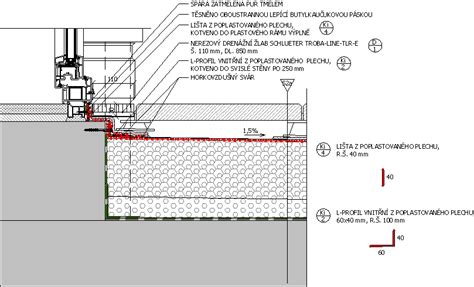 Detail dlažby uloženej do betónovej mazaniny na strešnej terase