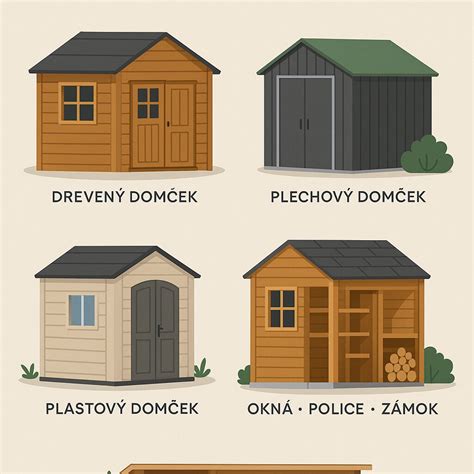 Ilustračná fotografia rôznych drobných stavieb ako sú prístrešok, plot a záhradný domček.