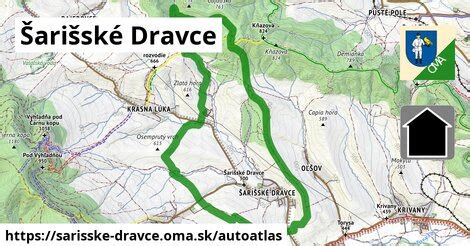 Mapa regiónu Šarišské Dravce a okolie