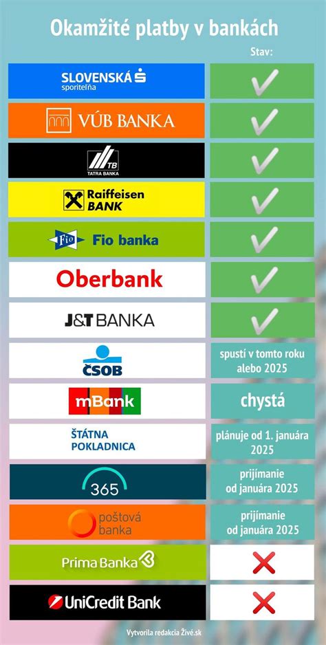 Infografika znázorňujúca rôzne meny príjmov a ich akceptáciu bankami na Slovensku.