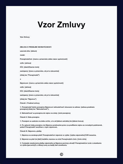 Vzor zmluvy o výpožičke bytu