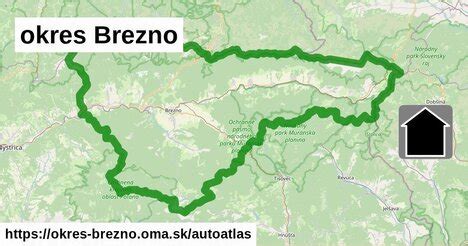 Mapa okresu Brezno s vyznačenými obcami Horná Lehota a Krpáčovo