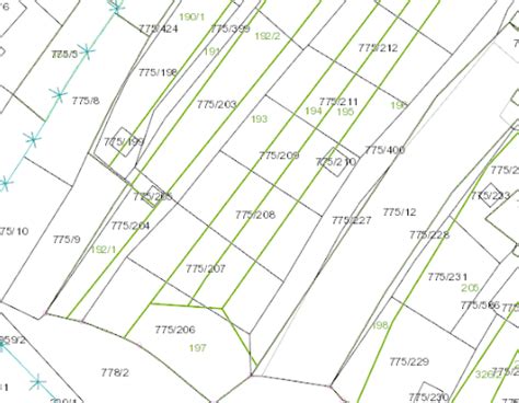 Katastrálna mapa s vyznačenými hranicami