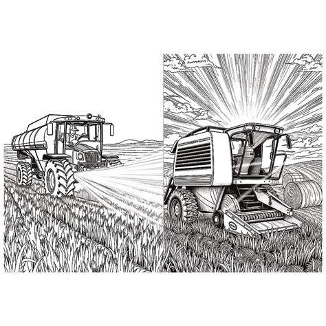 Ilustrácia rôznych poľnohospodárskych strojov