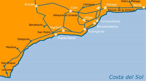 Mapa pobrežia Costa del Sol